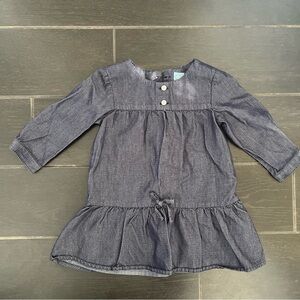 GAP Blue Smocked Tiered Dress with 3/4 Sleeves